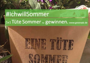 Feedback geben, Baum pflanzen und Tüte Sommer gewinnen