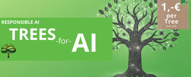 Trees4AI logo: A stylized tree growing from an AI chip, in green symbolizing the company’s mission of merging technology with sustainability.